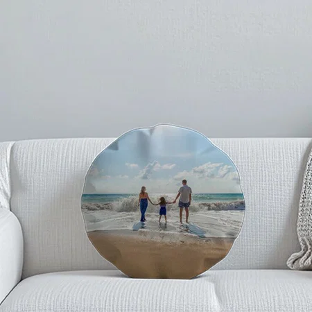 White Customized Photo Printed Circle Cushion Pillow