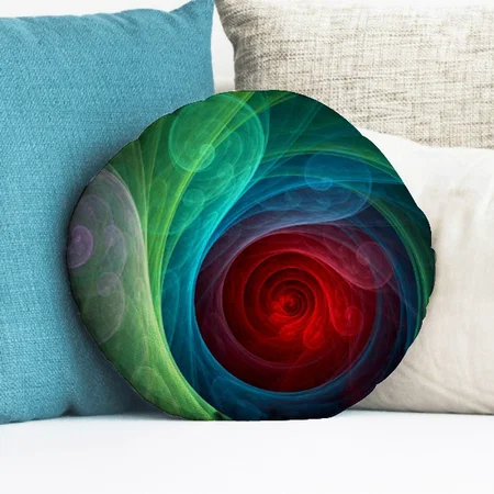 Red Storm Floral Modern Abstract Art Color Pattern Customized Photo Printed Circle Cushion Pillow