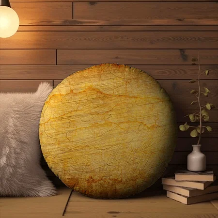 Vintage Texture Old Gold Customized Photo Printed Circle Cushion Pillow
