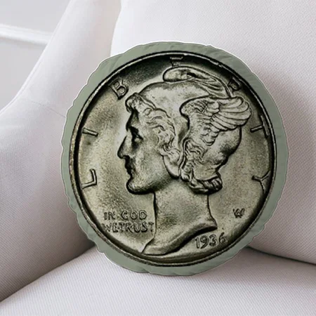 Mercury Dime Coin Customized Photo Printed Circle Cushion Pillow