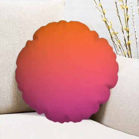 Orange and Pink Gradient Customized Photo Printed Circle Cushion Pillow