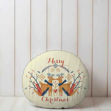Woodland Deer Customized Photo Printed Circle Cushion Pillow