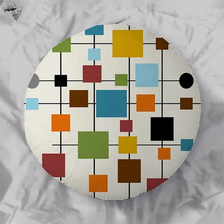 Mid-Century Modern Art Customized Photo Printed Circle Cushion Pillow