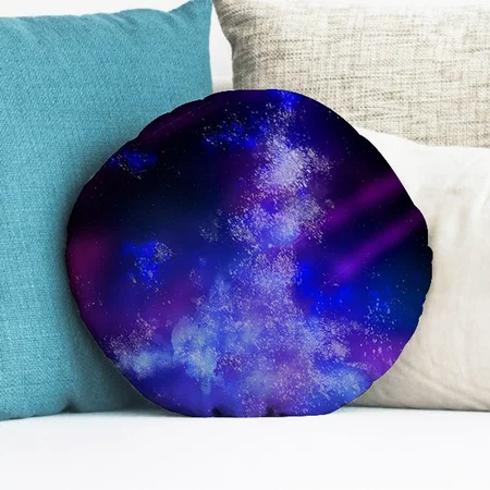 Stars Night Sky Midnight Blue Milky Way Customized Photo Printed Circle Cushion Pillow