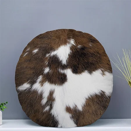 Cowhide Customized Photo Printed Circle Cushion Pillow