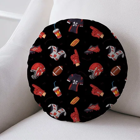 Football Sports Equipment with Food Pattern Customized Photo Printed Circle Cushion Pillow