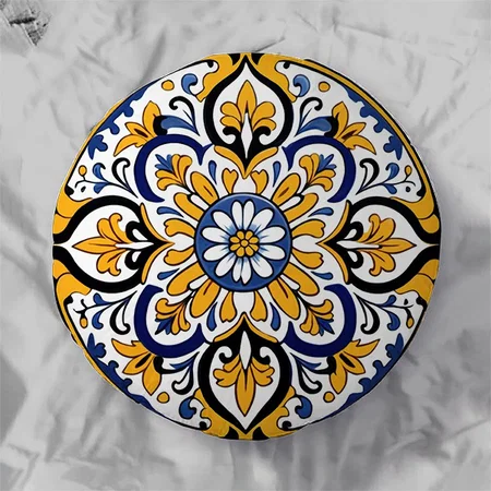 Talavera Tile Tres Customized Photo Printed Circle Cushion Pillow