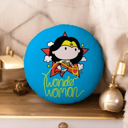 Cute Cartoon Girl Customized Photo Printed Circle Cushion Pillow