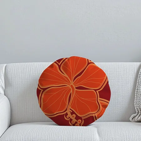 Kailua Hibiscus Hawaiian Reversible Floral Customized Photo Printed Circle Cushion Pillow