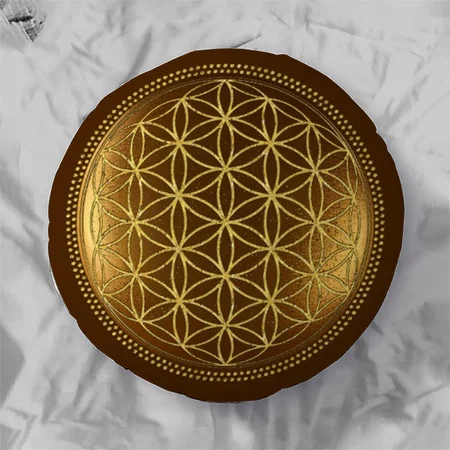 FLOWER OF LIFE - Sacred Geometry Medaillon Customized Photo Printed Circle Cushion Pillow