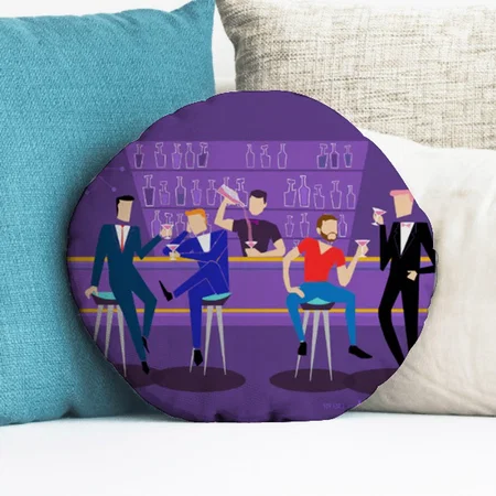 Retro Bar Customized Photo Printed Circle Cushion Pillow