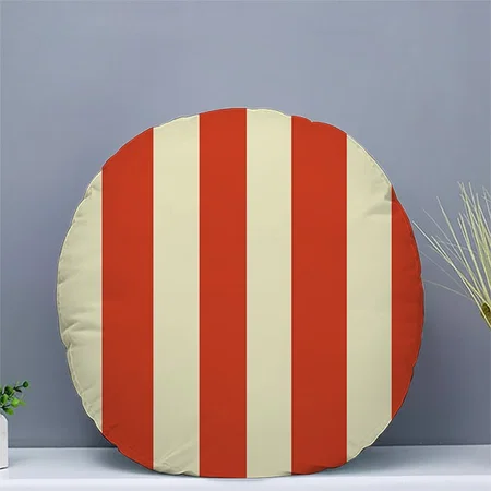 Retro Big Top Striped Customized Photo Printed Circle Cushion Pillow