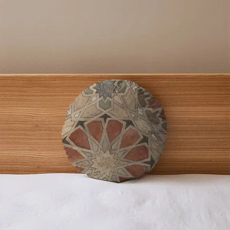 Non-Embellished Marrakesh Design Customized Photo Printed Circle Cushion Pillow