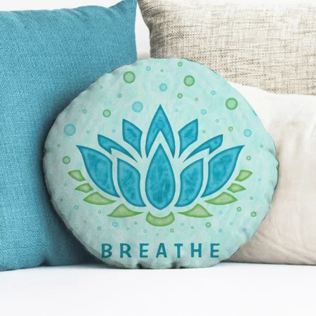Meditation Yoga Lotus Flower Zen Customized Photo Printed Circle Cushion Pillow