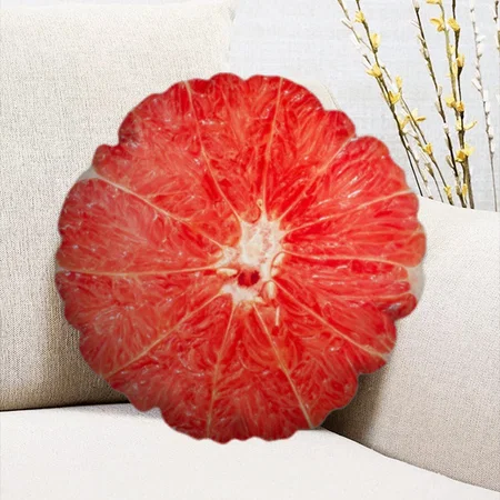 Realistic Pink Grapefruit Slice Customized Photo Printed Circle Cushion Pillow