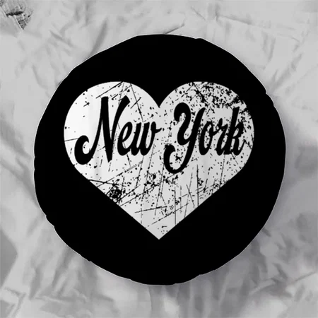 New York Heart Customized Photo Printed Circle Cushion Pillow