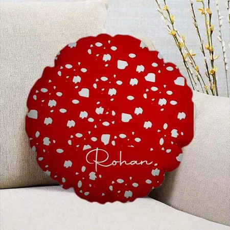 Dot Pattern with Red Toadstool Mushroom Customized Photo Printed Circle Cushion Pillow