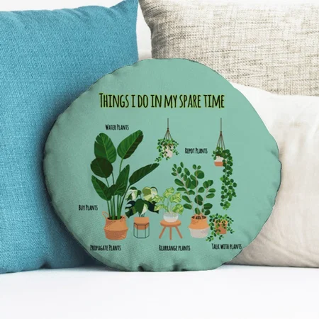 Things I Do In My Spare Time - Gardener, Gardening Customized Photo Printed Circle Cushion Pillow