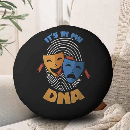 Black Theatre Mask Its In My DNA Customized Photo Printed Circle Cushion Pillow