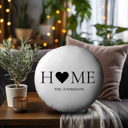 Yellow Lemons Frame & Leaves Customized Photo Printed Circle Cushion Pillow