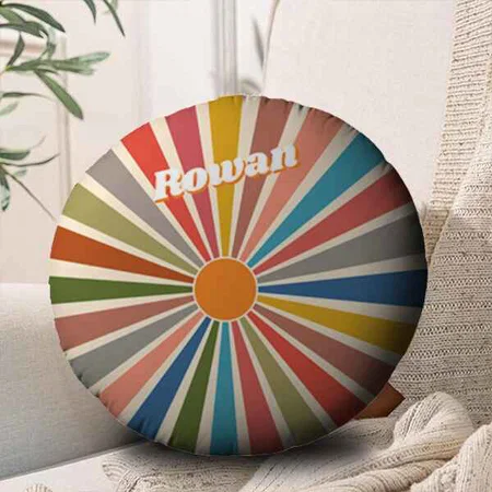 Modern Fun Vintage Rainbow Customized Photo Printed Circle Cushion Pillow