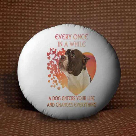 Cute Dog  Customized Photo Printed Circle Cushion Pillow