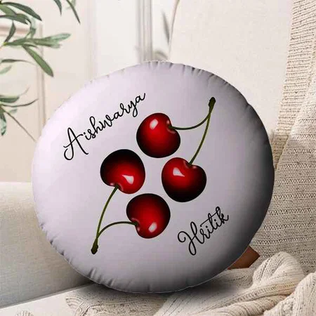 Sweet Cherry Customized Photo Printed Circle Cushion Pillow