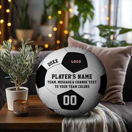 Soccer Senior Night Gift Ideas Round Customized Photo Printed Circle Cushion Pillow