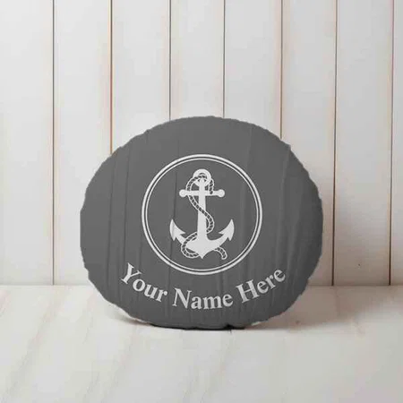 Rope & Anchor On Gray Customized Photo Printed Circle Cushion Pillow