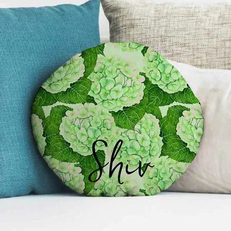 Hydrangea Pattern Customized Photo Printed Circle Cushion Pillow
