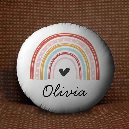 Rainbow Customized Photo Printed Circle Cushion Pillow