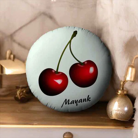 Red Cherry Customized Photo Printed Circle Cushion Pillow