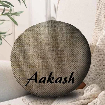 Brown Textile Background Fabric Customized Photo Printed Circle Cushion Pillow