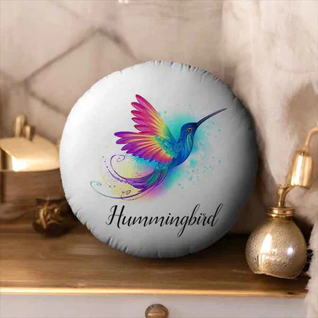 Exotic Rainbow Hummingbird Customized Photo Printed Circle Cushion Pillow