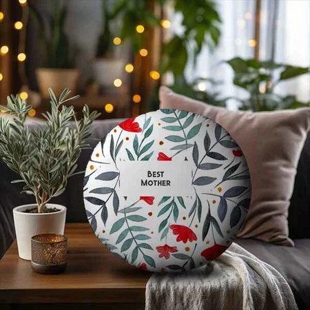 Best Mother Magical Watercolor Garden Mother's Day Customized Photo Printed Circle Cushion Pillow