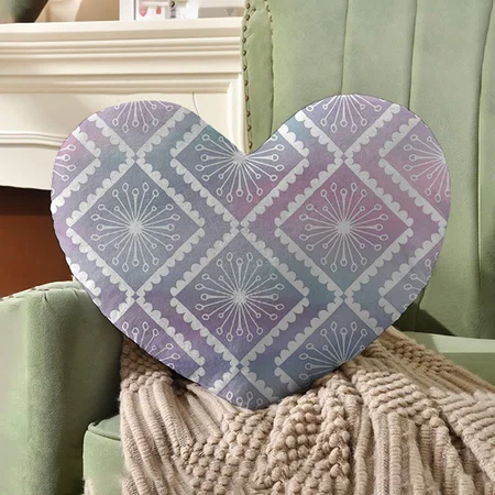 Decorative Pattern With Watercolor Effect Customized Photo Printed Heart Cushion Pillow