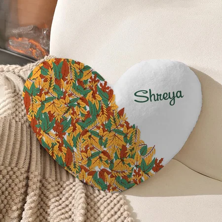 Colorful Leaves Customized Photo Printed Heart Cushion Pillow