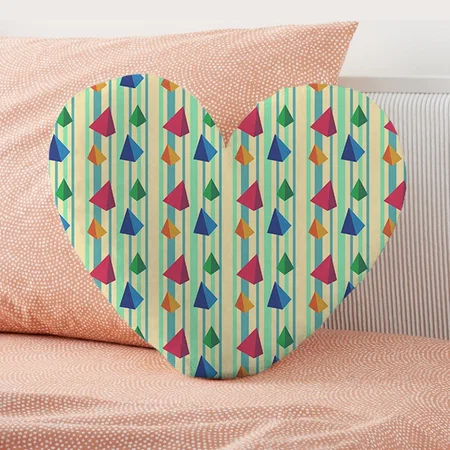 Colorful Pattern With Pyramids Customized Photo Printed Heart Cushion Pillow