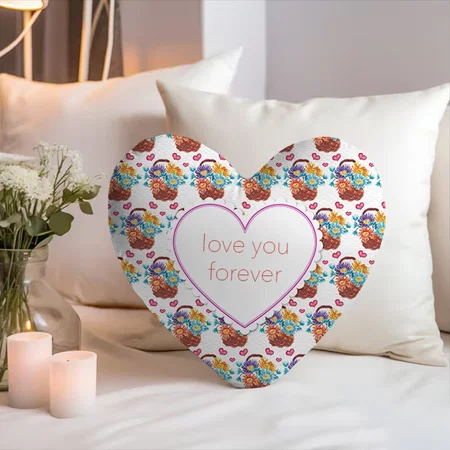 Love You Forever Customized Photo Printed Heart Cushion Pillow