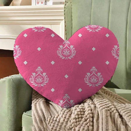 Abstract Ornamental Royal Fashion Pattern Customized Photo Printed Heart Cushion Pillow