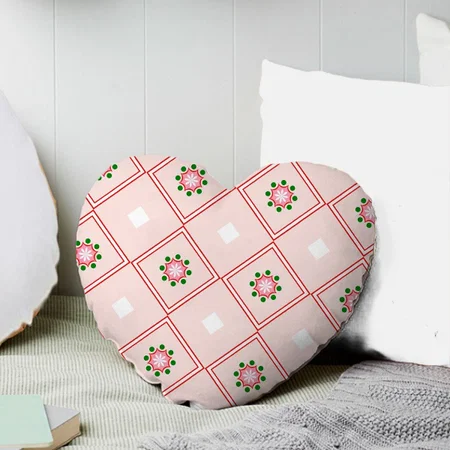 Floral Pattern Customized Photo Printed Heart Cushion Pillow