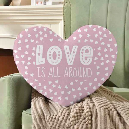 Pink Valentine's Day Sweet Love Heart Customized Photo Printed Heart Cushion Pillow