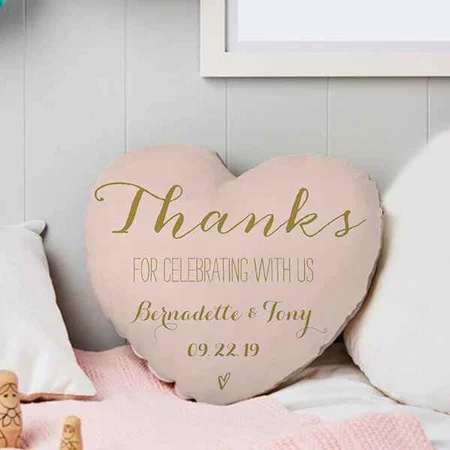 Thank You Customized Photo Printed Heart Cushion Pillow
