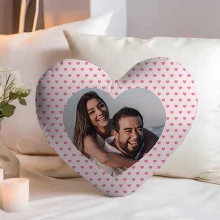 Valentine's Personalized Pink Heart Shape Customized Photo Printed Heart Cushion Pillow