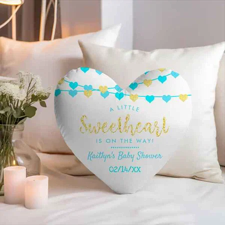 Hanging Love Hearts Little Sweetheart Baby Shower Customized Photo Printed Heart Cushion Pillow