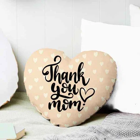 Thank You Mom Heart Customized Photo Printed Heart Cushion Pillow