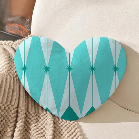 Geometric Diamonds & Starbursts Customized Photo Printed Heart Cushion Pillow