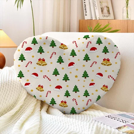 Christmas Party Pattern  Customized Photo Printed Heart Cushion Pillow