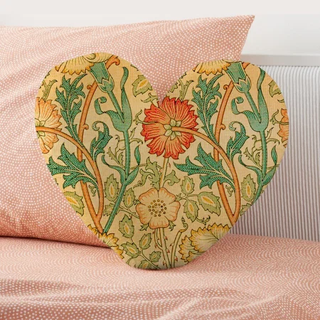 Classic Botanical Design Customized Photo Printed Heart Cushion Pillow