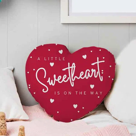 Red Little Sweetheart Baby Shower Customized Photo Printed Heart Cushion Pillow